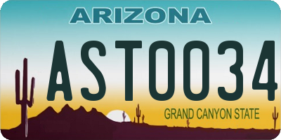 AZ license plate AST0034