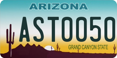 AZ license plate AST0050