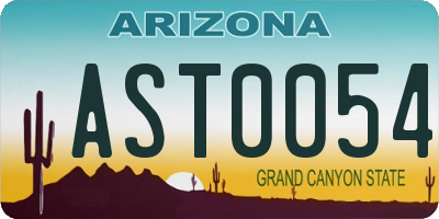 AZ license plate AST0054