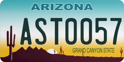 AZ license plate AST0057