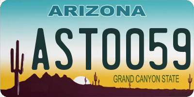 AZ license plate AST0059