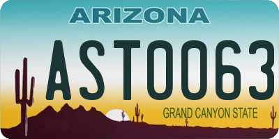 AZ license plate AST0063