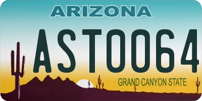 AZ license plate AST0064
