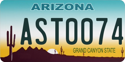 AZ license plate AST0074