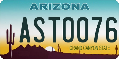 AZ license plate AST0076