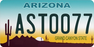 AZ license plate AST0077