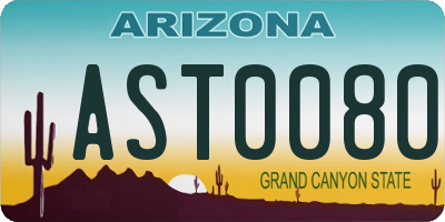 AZ license plate AST0080