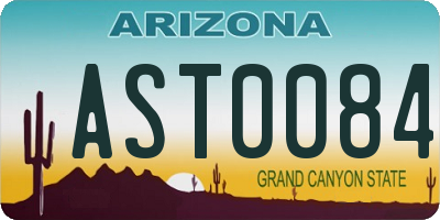 AZ license plate AST0084
