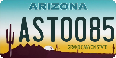AZ license plate AST0085