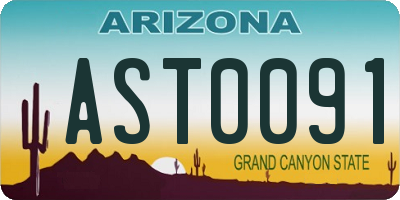 AZ license plate AST0091