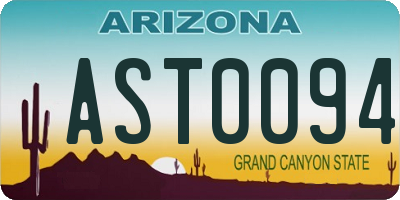 AZ license plate AST0094