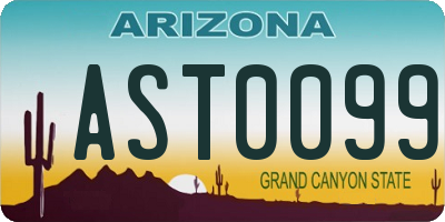 AZ license plate AST0099