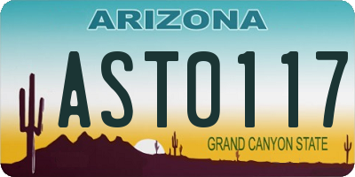 AZ license plate AST0117