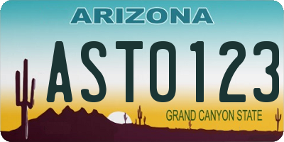 AZ license plate AST0123