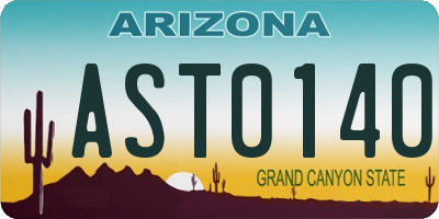 AZ license plate AST0140