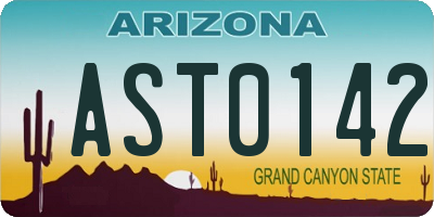 AZ license plate AST0142