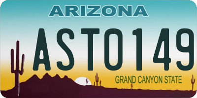AZ license plate AST0149