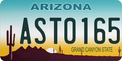 AZ license plate AST0165
