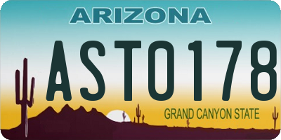 AZ license plate AST0178