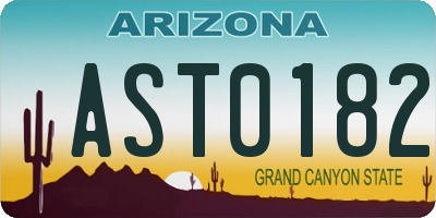 AZ license plate AST0182