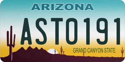 AZ license plate AST0191