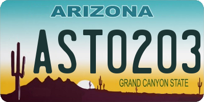 AZ license plate AST0203