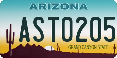AZ license plate AST0205