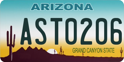 AZ license plate AST0206