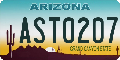 AZ license plate AST0207