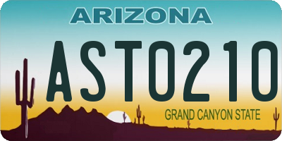AZ license plate AST0210