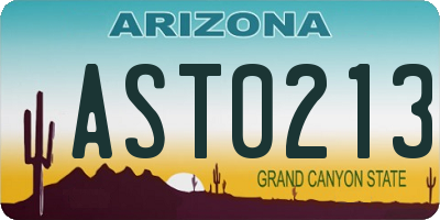 AZ license plate AST0213