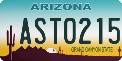 AZ license plate AST0215