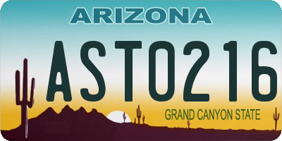 AZ license plate AST0216