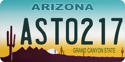 AZ license plate AST0217