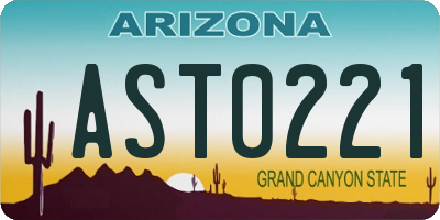 AZ license plate AST0221