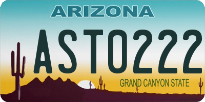 AZ license plate AST0222