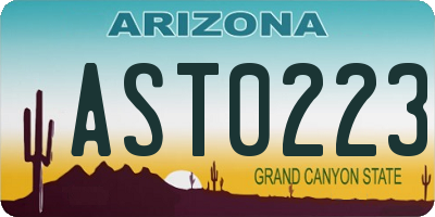 AZ license plate AST0223