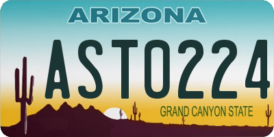 AZ license plate AST0224