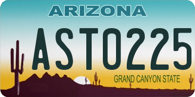 AZ license plate AST0225