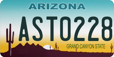 AZ license plate AST0228