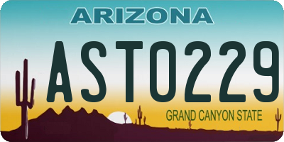 AZ license plate AST0229
