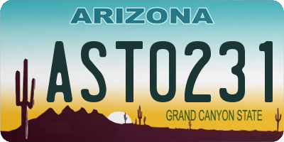AZ license plate AST0231