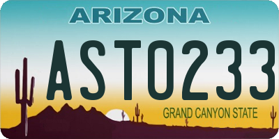 AZ license plate AST0233