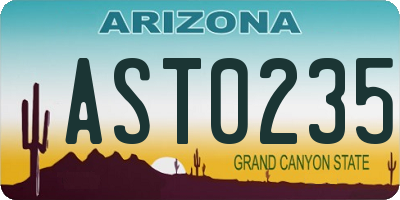 AZ license plate AST0235