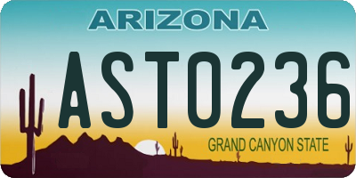 AZ license plate AST0236