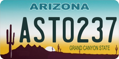 AZ license plate AST0237