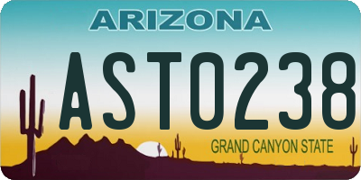 AZ license plate AST0238