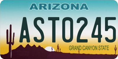 AZ license plate AST0245
