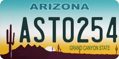 AZ license plate AST0254