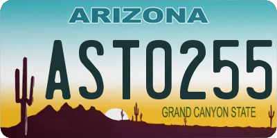 AZ license plate AST0255